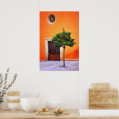 オレンジ色のツリーかわいらし ポスター (キッチン)