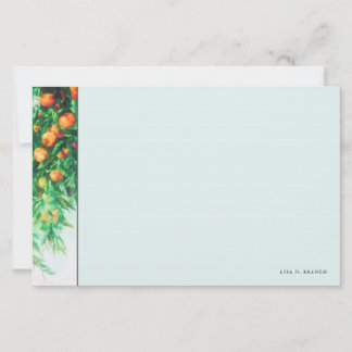 オレンジ色のツリー分岐水カラーノートカード（ライン付）