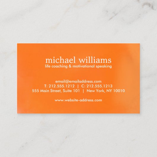 オレンジ色のツリー生活コーチ、カウンセラー 名刺 (裏面)