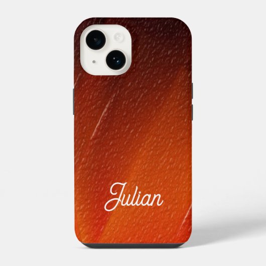 オレンジ色のテクスチャ柄 名前入り iPhoneケース (裏面)