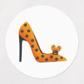 オレンジ色のテクチルを使用したハイヒールの靴 ラベル (デザイン2)