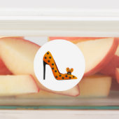 オレンジ色のテクチルを使用したハイヒールの靴 ラベル (貼付)