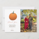 オレンジ色のテラコッタ オータム パンプキン ベイビー シャワー フォト サンキューカード (正面)