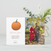 オレンジ色のテラコッタ オータム パンプキン ベイビー シャワー フォト サンキューカード (スタンド正面)