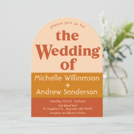 オレンジ色のテラコッタ モダン レトロ アーチの招待状 招待状