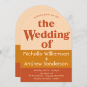 オレンジ色のテラコッタ モダン レトロ アーチの招待状 招待状 (正面/裏面)