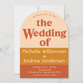 オレンジ色のテラコッタ モダン レトロ アーチの招待状 招待状 (正面)