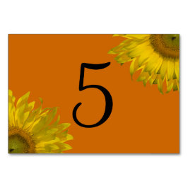 オレンジ色のテーブル番号に黄色のひまわり テーブルナンバー