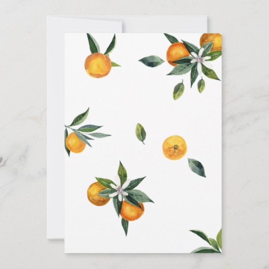 オレンジ色のテーマの小さなかわいこちゃんの赤ちゃんシャワー 招待状 (裏面)