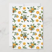 オレンジ色のテーマの小さなかわいこちゃんの赤ちゃんシャワー 招待状 (裏面)