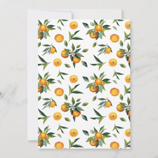 オレンジ色のテーマの小さなかわいこちゃんの赤ちゃんシャワー 招待状 (裏面)