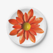 オレンジ色のデイジーの花 春の花壇の華やかな花 ペーパープレート (正面)