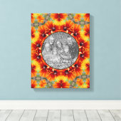 オレンジ色のデイジーフレーム独自の写真を作成 キャンバスプリント (インサイチュ (ウッドフロア))