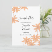 オレンジ色のデイジーホワイトウェディングに日付を保存 セーブザデート (スタンド正面)