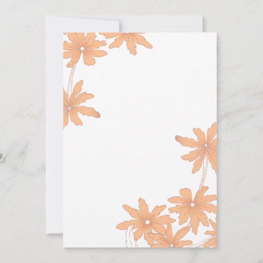 オレンジ色のデイジーホワイトウェディングに日付を保存 セーブザデート (裏面)