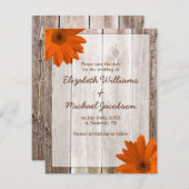 オレンジ色のデイジー バーンウッド セーブ・ザ・デートのお知らせ 招待状 (正面/裏面)
