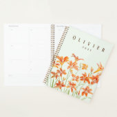 オレンジ色のデイリー絵を描水色 プランナー手帳 (ディスプレー)