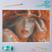 オレンジ色のデコパージュのフラッパー・フラムボイアンス・レディ 薄葉紙 (クラフト)