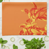 オレンジ色のデジタルアートと彫刻 キッチンタオル (折り畳み)