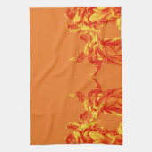 オレンジ色のデジタルアートと彫刻 キッチンタオル (縦)
