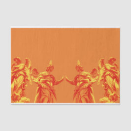 オレンジ色のデジタルアートと彫刻 薄葉紙