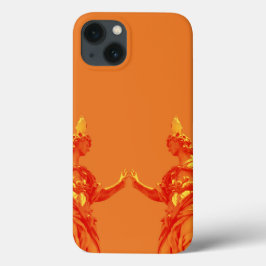 オレンジ色のデジタルアートと彫刻 iPhone 13ケース