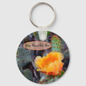 オレンジ色のトゲのナシのサボテンの花の写真 キーホルダー (正面)