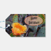 オレンジ色のトゲのナシのサボテンの花の写真 ギフトタグ (裏面横)