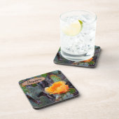 オレンジ色のトゲのナシのサボテンの花の写真 コースター (右側)
