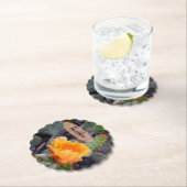 オレンジ色のトゲのナシのサボテンの花の写真 ペーパーコースター (インサイチュ)