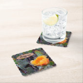 オレンジ色のトゲのナシのサボテンの花の写真 ペーパーコースター (インサイチュ)