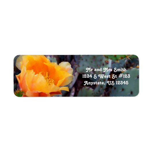 オレンジ色のトゲのナシのサボテンの花アリゾナUSA ラベル (正面)