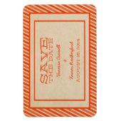 オレンジ色のトレンディーストライプSave the Date Magnet マグネット (縦)