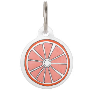 オレンジ色のトロピカルシトラスフルーツスライス果実 ペット　ネームタグ