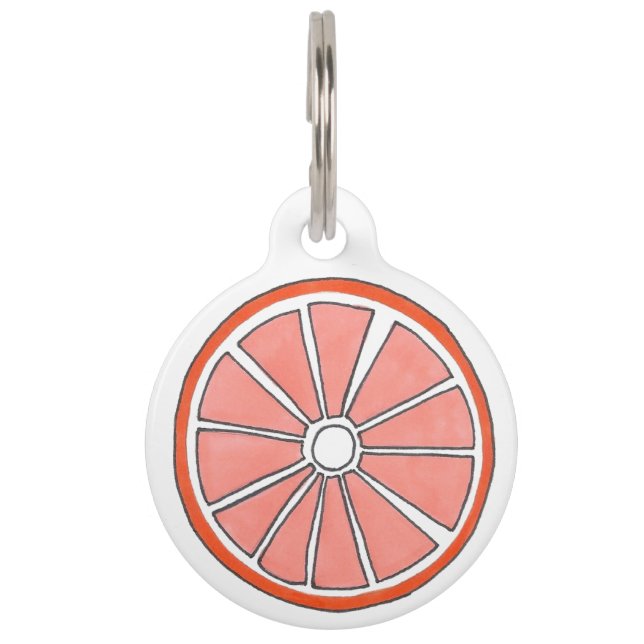 オレンジ色のトロピカルシトラスフルーツスライス果実 ペット　ネームタグ (正面)