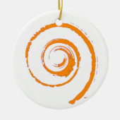 オレンジ色のトロールで飾ったクリスマスデコレーション セラミックオーナメント (正面)