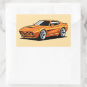 オレンジ色のトーン車両 長方形シール (バッグ)