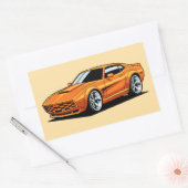 オレンジ色のトーン車両 長方形シール (封筒)