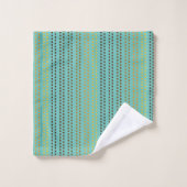 オレンジ色のドットとティール(緑がかった色)の背景 バスタオルセット (ウォッシュタオル)