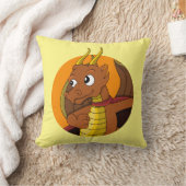 オレンジ色のドラゴン漫画 クッション (ブランケット)