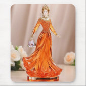 オレンジ色のドレスを着たクリスタルガラスの王女 マウスパッド (正面)