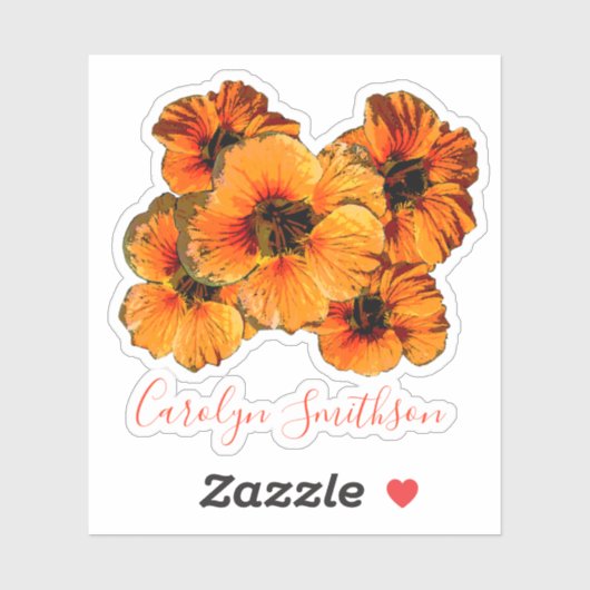 オレンジ色のナスタチウムパーソナライズされた花5 シール (シート)