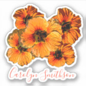 オレンジ色のナスタチウムパーソナライズされた花5 シール (正面)