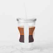 オレンジ色のネイビーストライプのブルーの卒業クラス アクリルタンブラー (左)