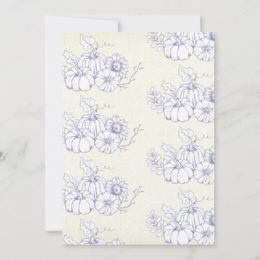 オレンジ色のネイビーバーラップリトルカンプキンベビーシャワー 招待状 (裏面)