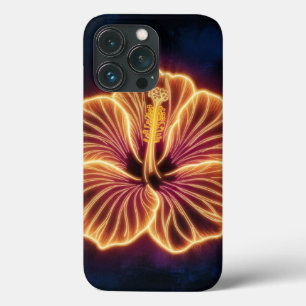 オレンジ色のネオンハイビスカスの花、オレンジハイビスカス iPhone 13 PROケース