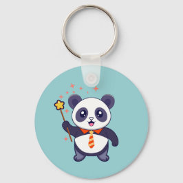 オレンジ色のネクタイを着た可愛らしいパンダ キーホルダー