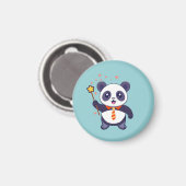 オレンジ色のネクタイを着た可愛らしいパンダ マグネット (正面/裏面)