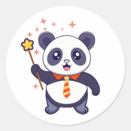 オレンジ色のネクタイを着た可愛らしいパンダ ラウンドシール