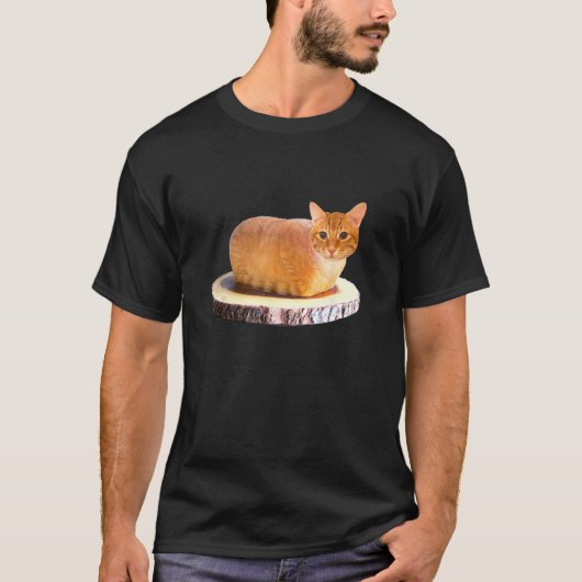 オレンジ色のネコのパン Tシャツ (正面)